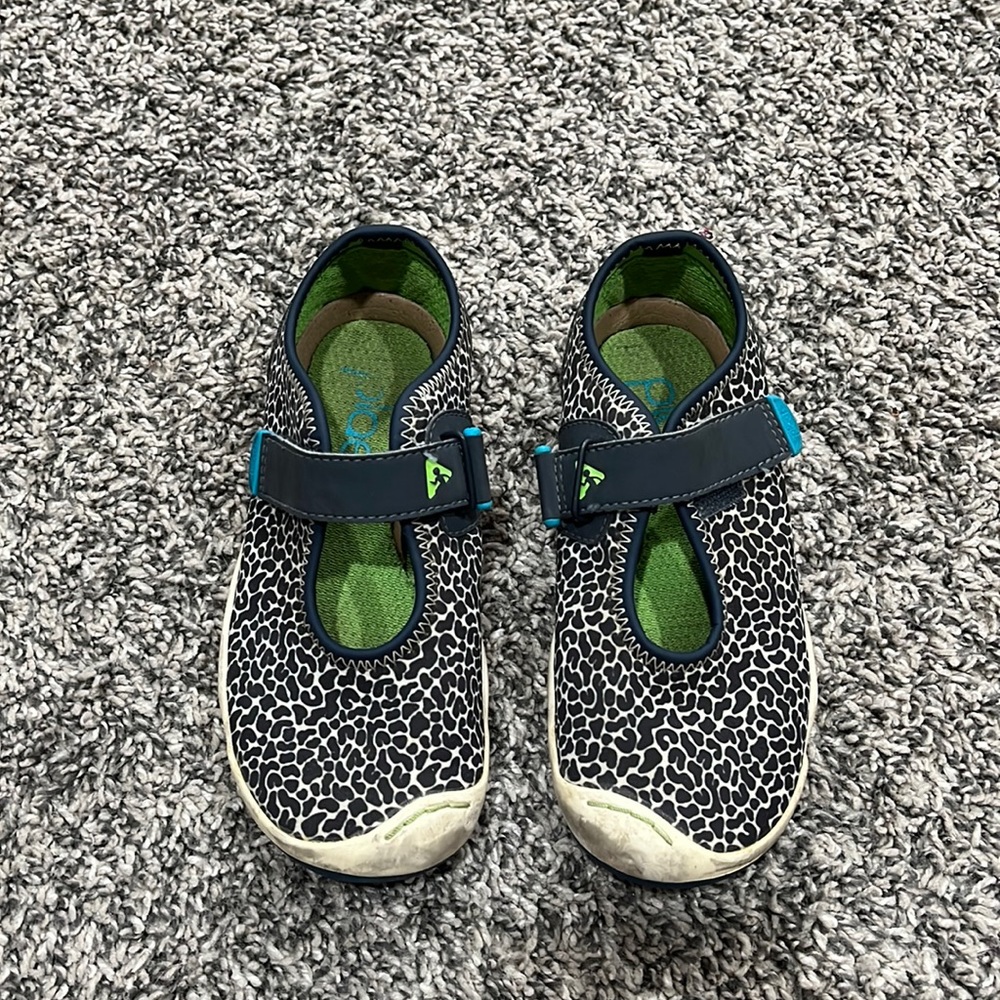 Girls Plae velcro shoes, Blue/Green, 11.5